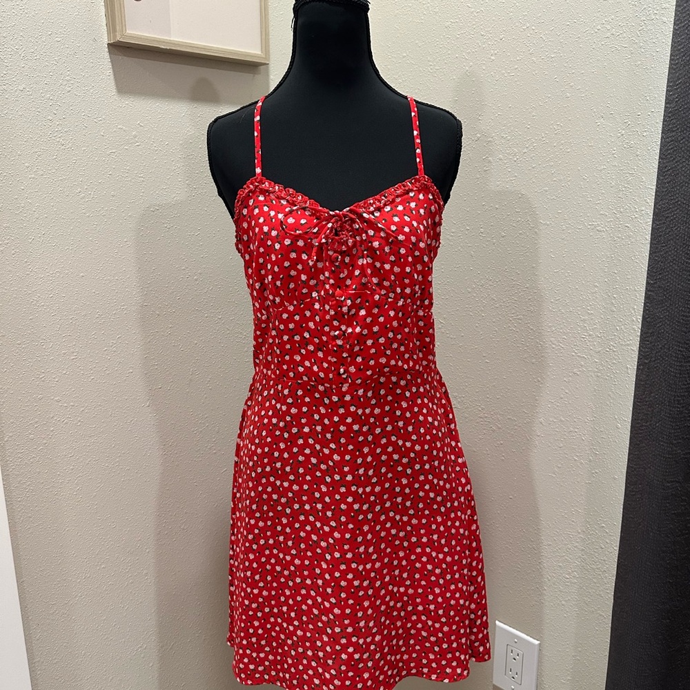 Red floral dress